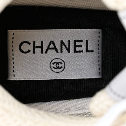Chanel Fabric Laminated Calfskin Stretch CC Sneakers 40 White Gold Silver 7 of 10