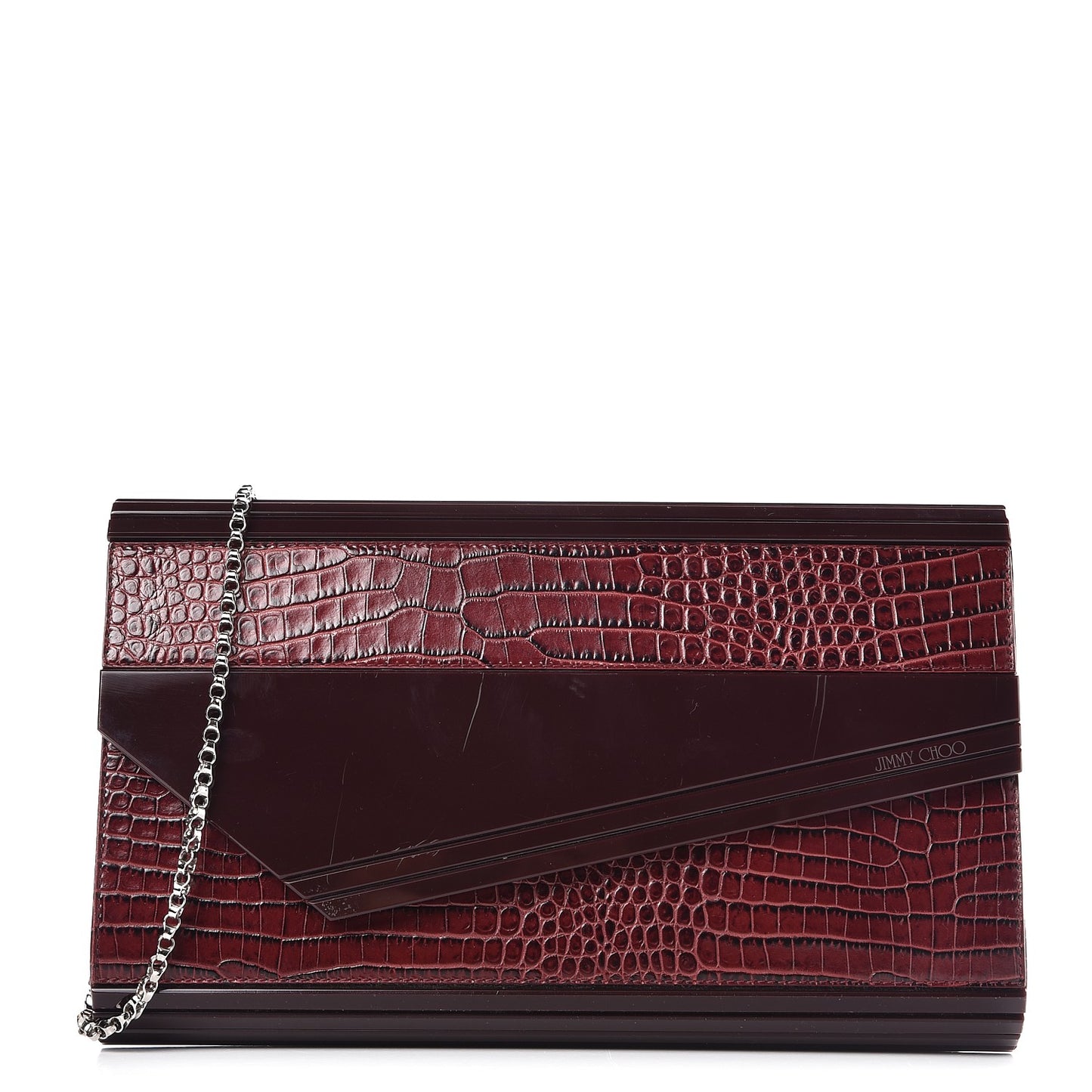 Acrylic Crocodile Embossed Large Candy Clutch Bordeaux