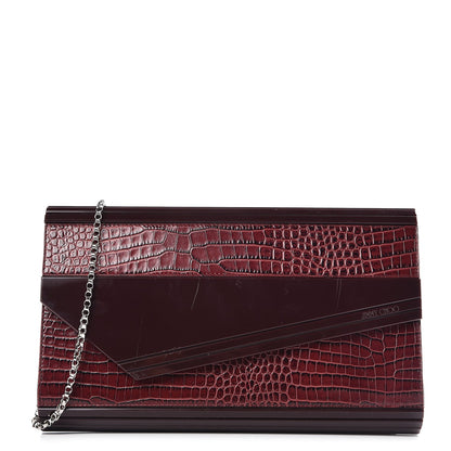 Jimmy Choo Acrylic Crocodile Embossed Large Candy Clutch Bordeaux 1 of 8