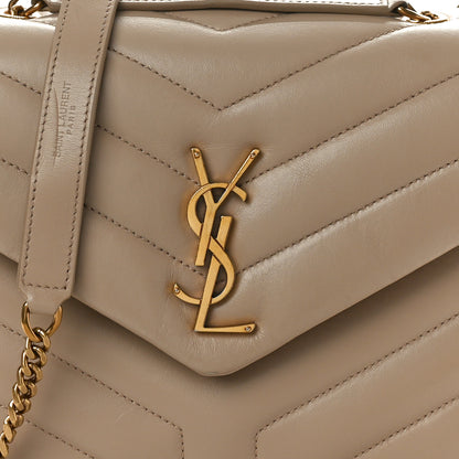 Saint Laurent Calfskin Y Quilted Monogram Small Loulou Chain Satchel Dark Beige 7 of 10