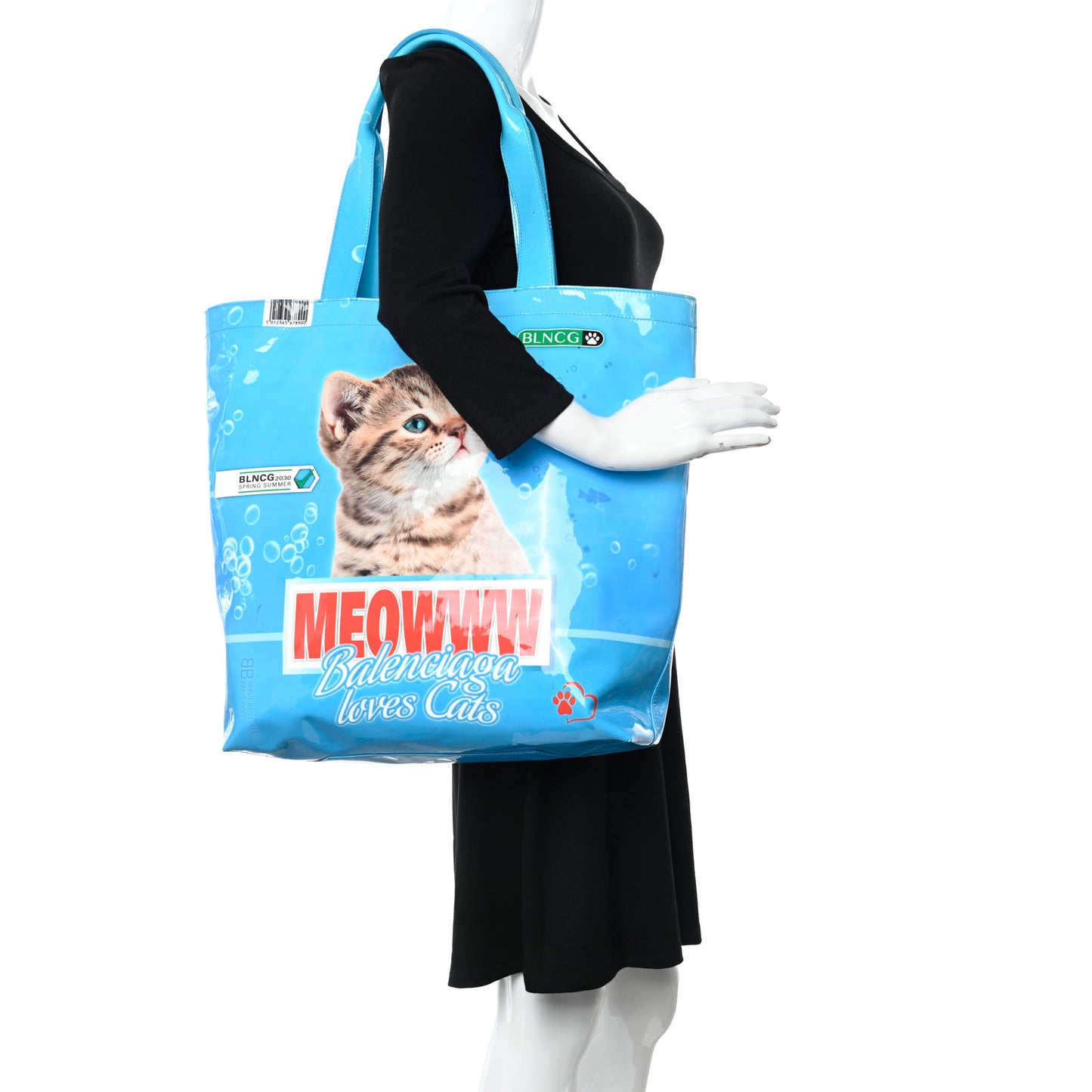 Patent Calfskin Medium I Love Pets Cat Lover Shopper Tote Blue