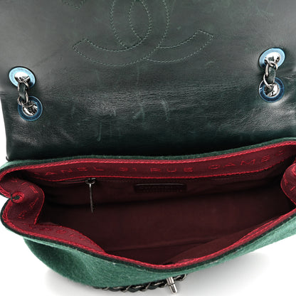 Chanel Felt Glazed Calfskin Quilted Edelweiss Flower Flap Dark Green 5 of 11