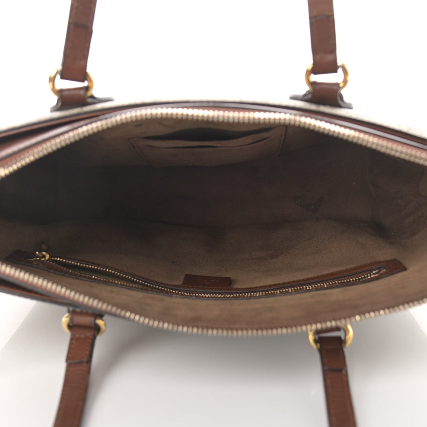 GG Supreme Monogram Medium Zippered Bucket Tote Beige Tuscany