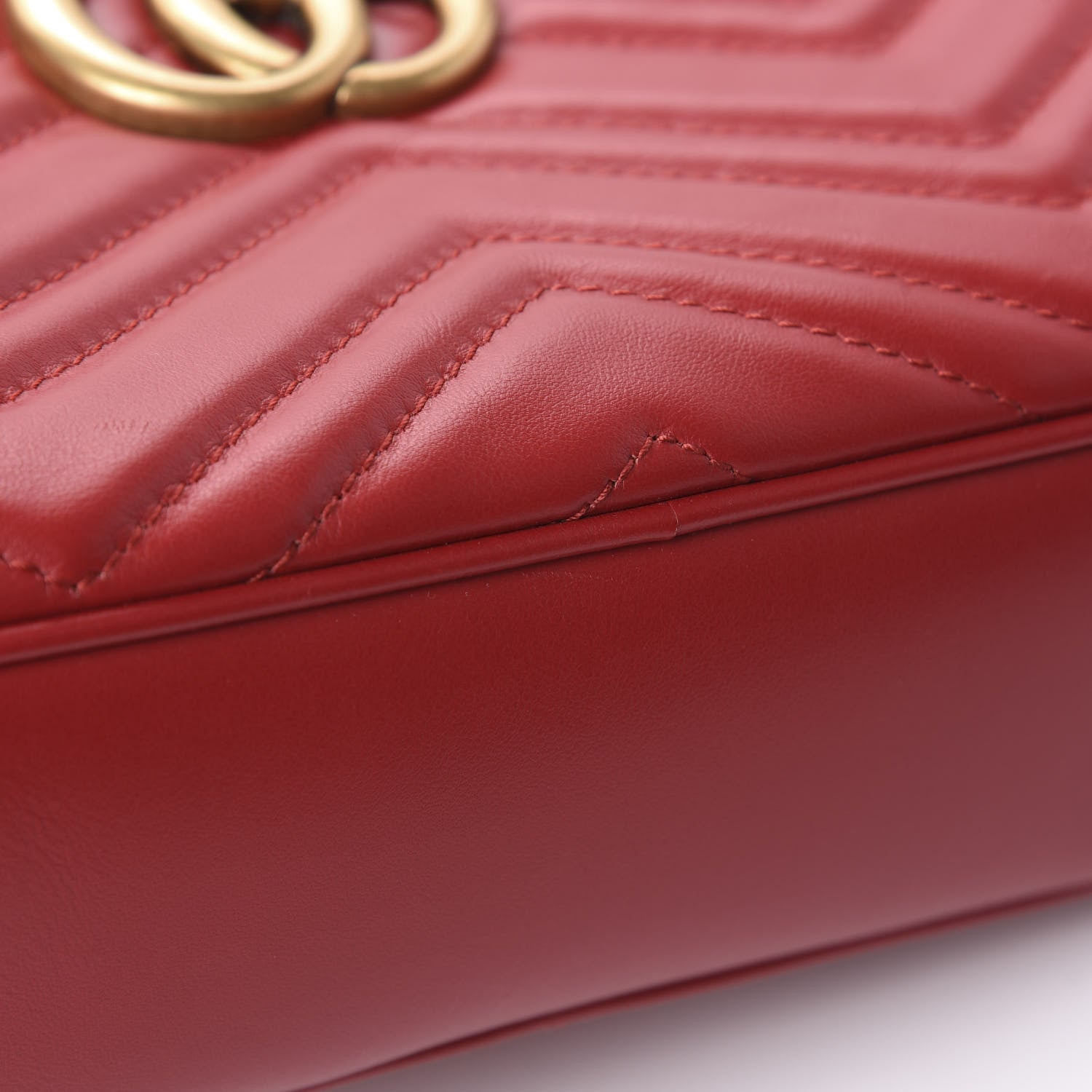Gucci Calfskin Matelasse Small GG Marmont Chain Shoulder Bag Hibiscus Red 10 of 10