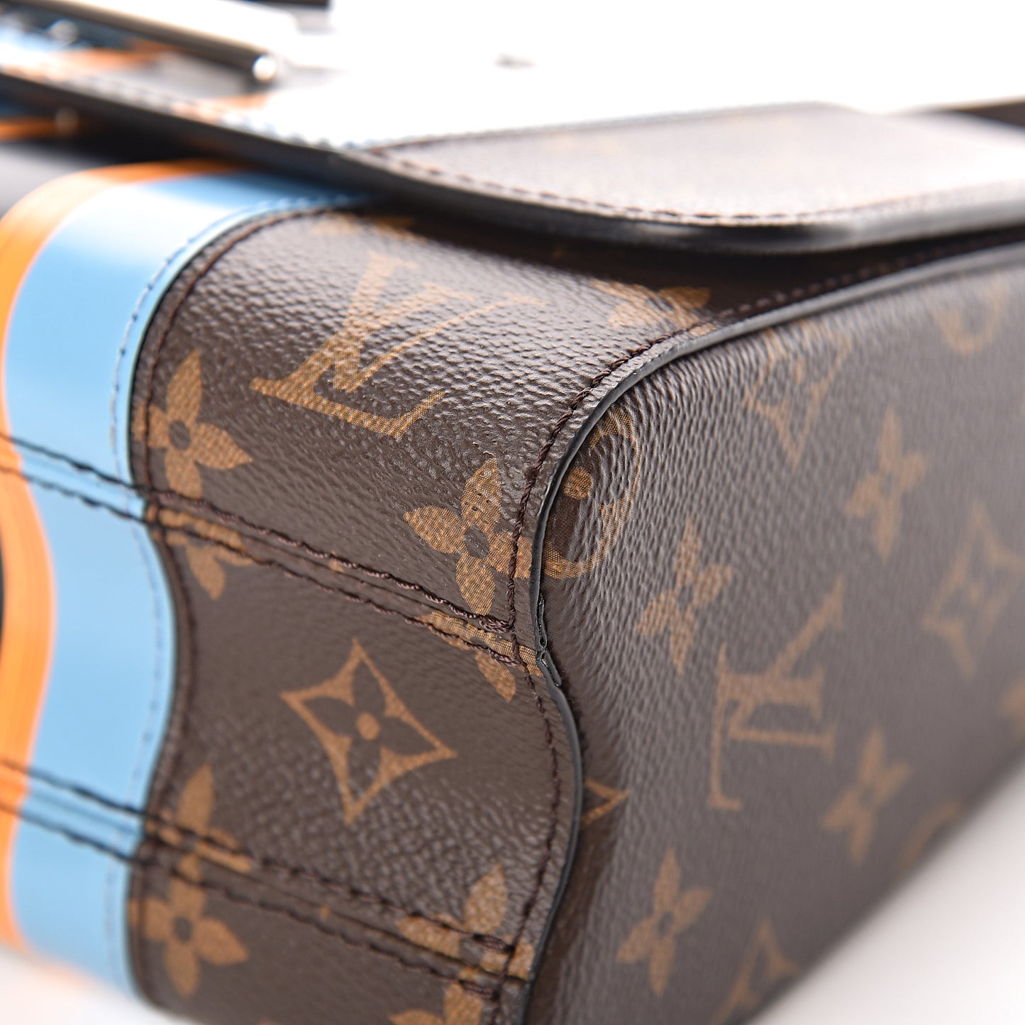 Calfskin Monogram Twist Shoulder Bag MM Blue
