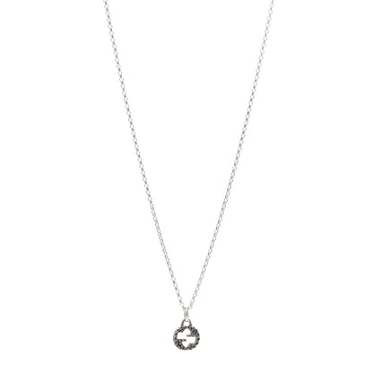 Gucci Sterling Silver Small Textured Interlocking G Pendant Necklace 1 of 4