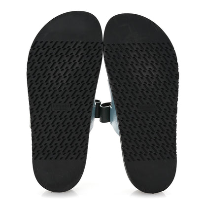 Hermes Calfskin Womens Chypre Sandals 40 Bleu Citadin Vert Bouteille 6 of 10