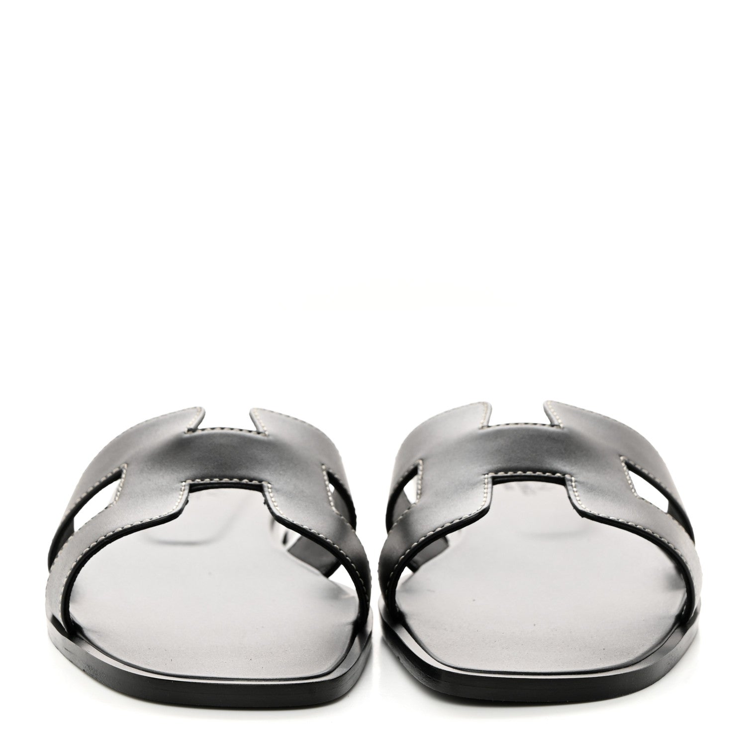Hermes Box Calfskin Oran Sandals 39.5 Black 2 of 9