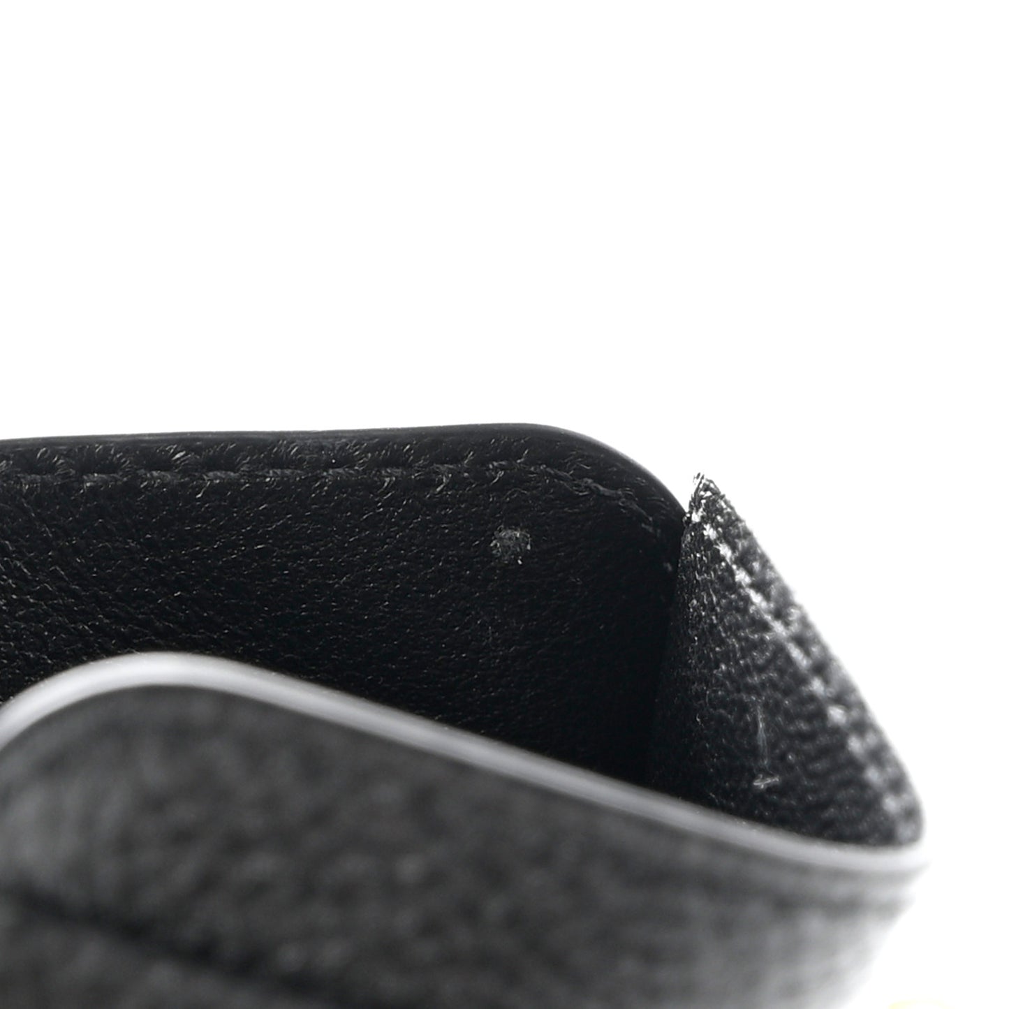 Grained Calfskin Logo Cash Rounded Card Holder Black White