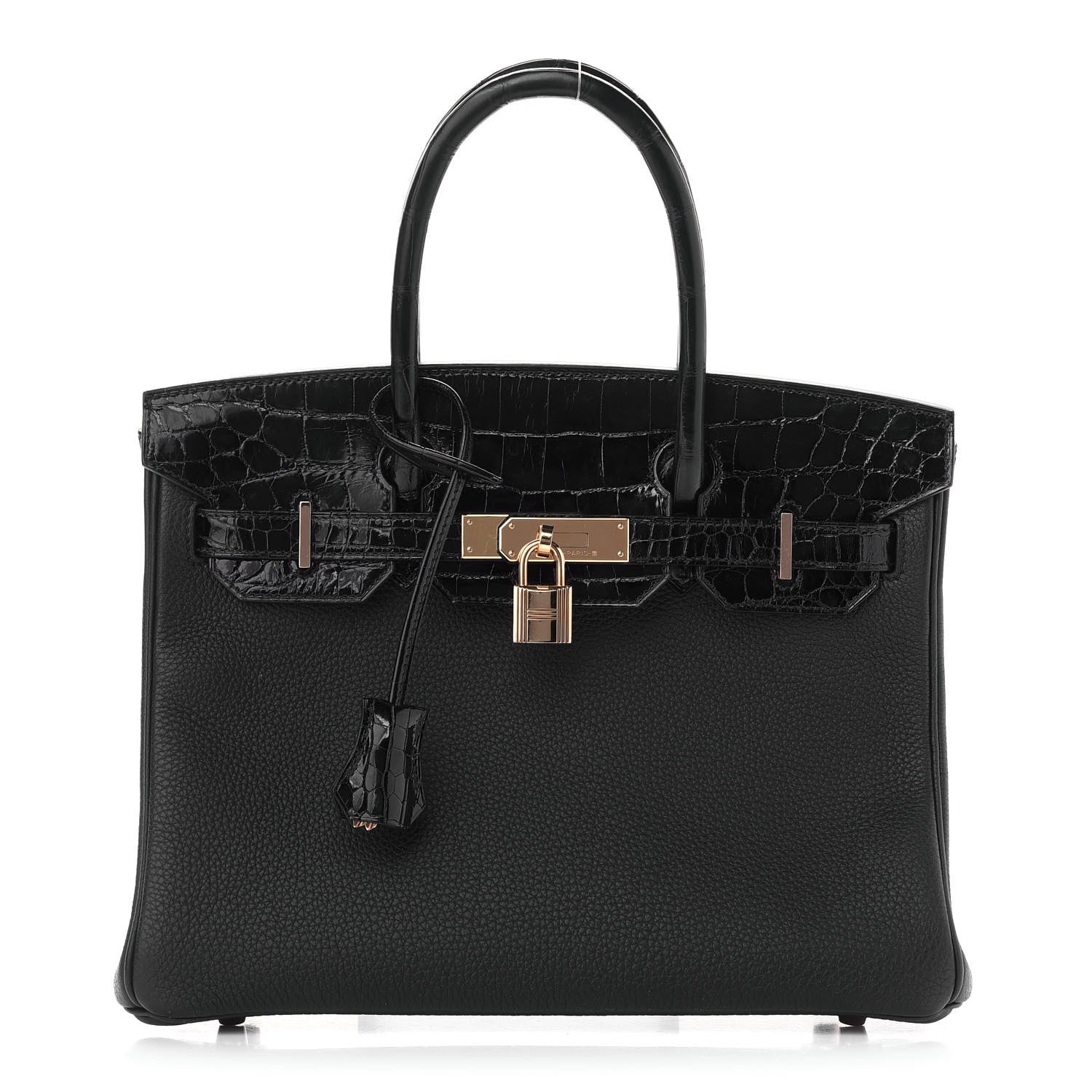 Hermes Togo Shiny Niloticus Crocodile Birkin Touch 30 Black 1 of 12