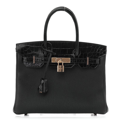 Hermes Togo Shiny Niloticus Crocodile Birkin Touch 30 Black 1 of 12