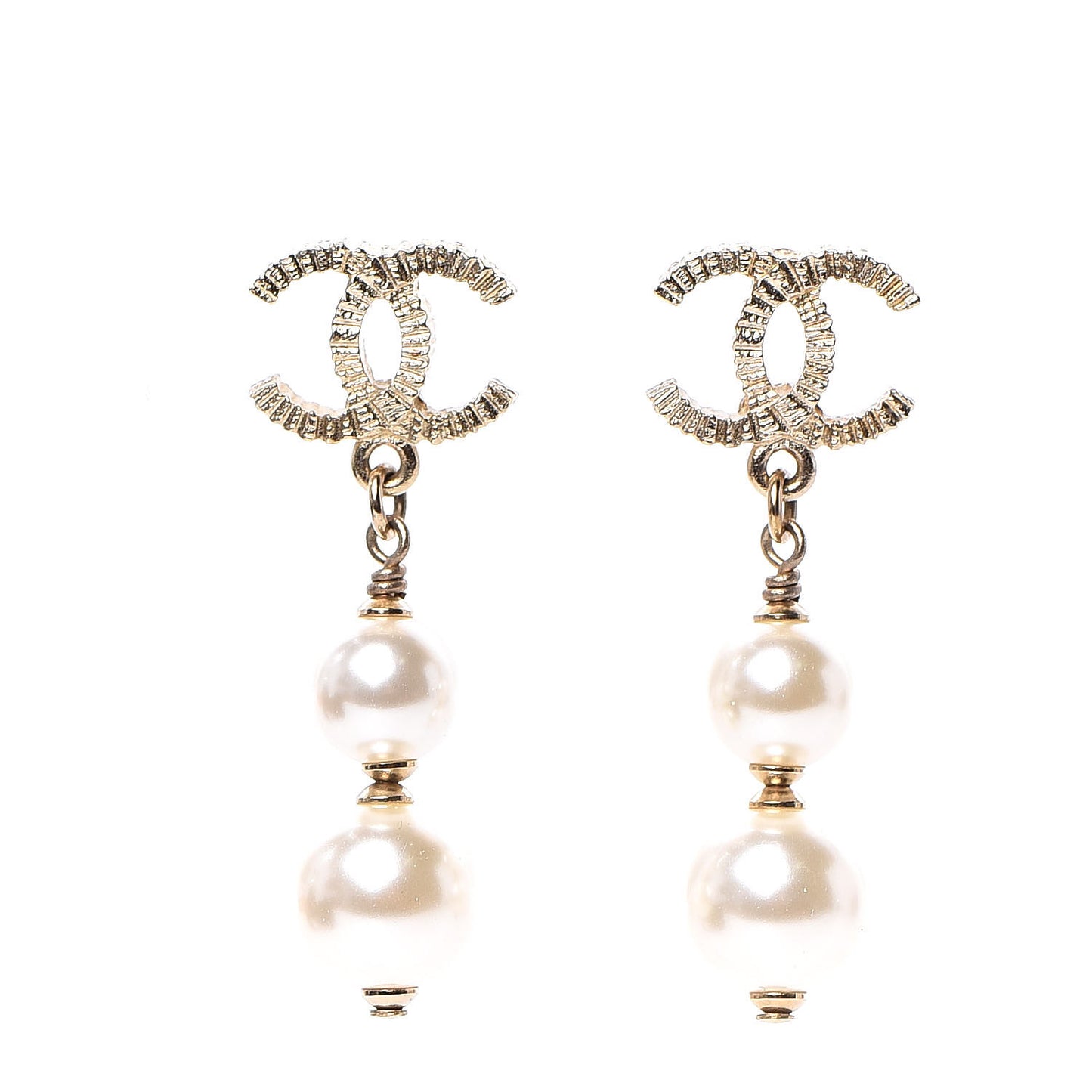 Pearl CC Drop Earrings Gold