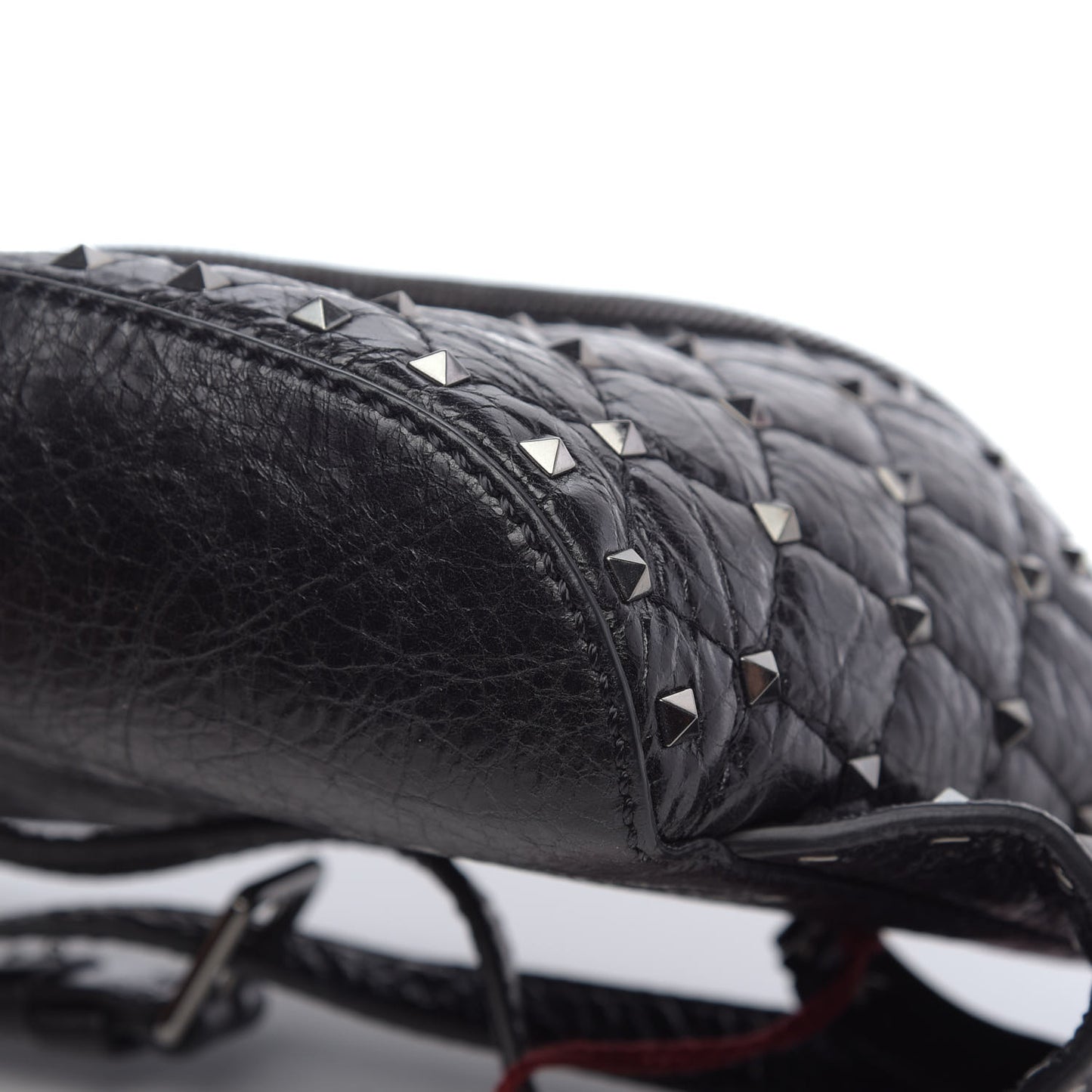 Craquele Nappa Rockstud Spike Belt Bag 85 Black