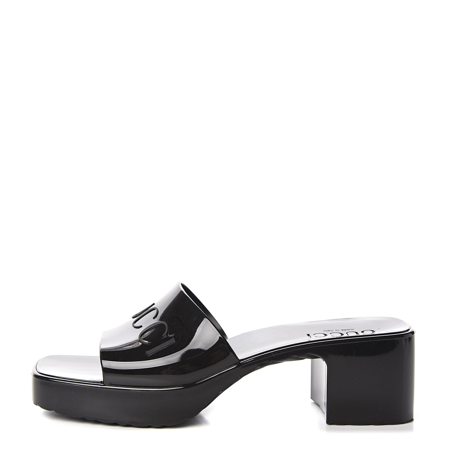 Rubber Gucci Logo Womens Platform 20/60mm Slide Sandals 37 Black