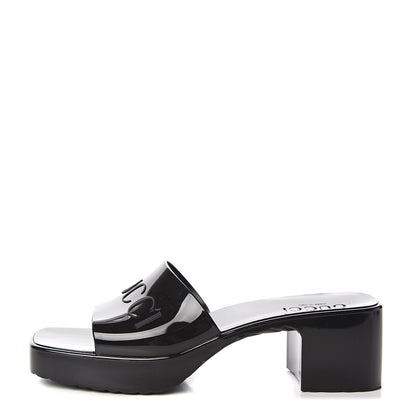 Gucci Rubber Gucci Logo Womens Platform 20/60mm Slide Sandals 37 Black 1 of 9
