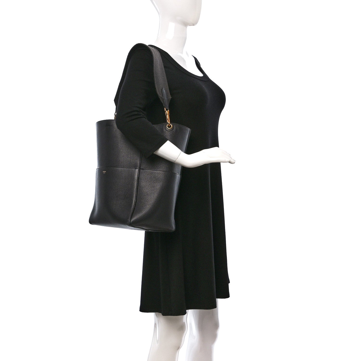 Celine Soft Grained Calfskin Sangle Bucket Bag Grey 2 of 10