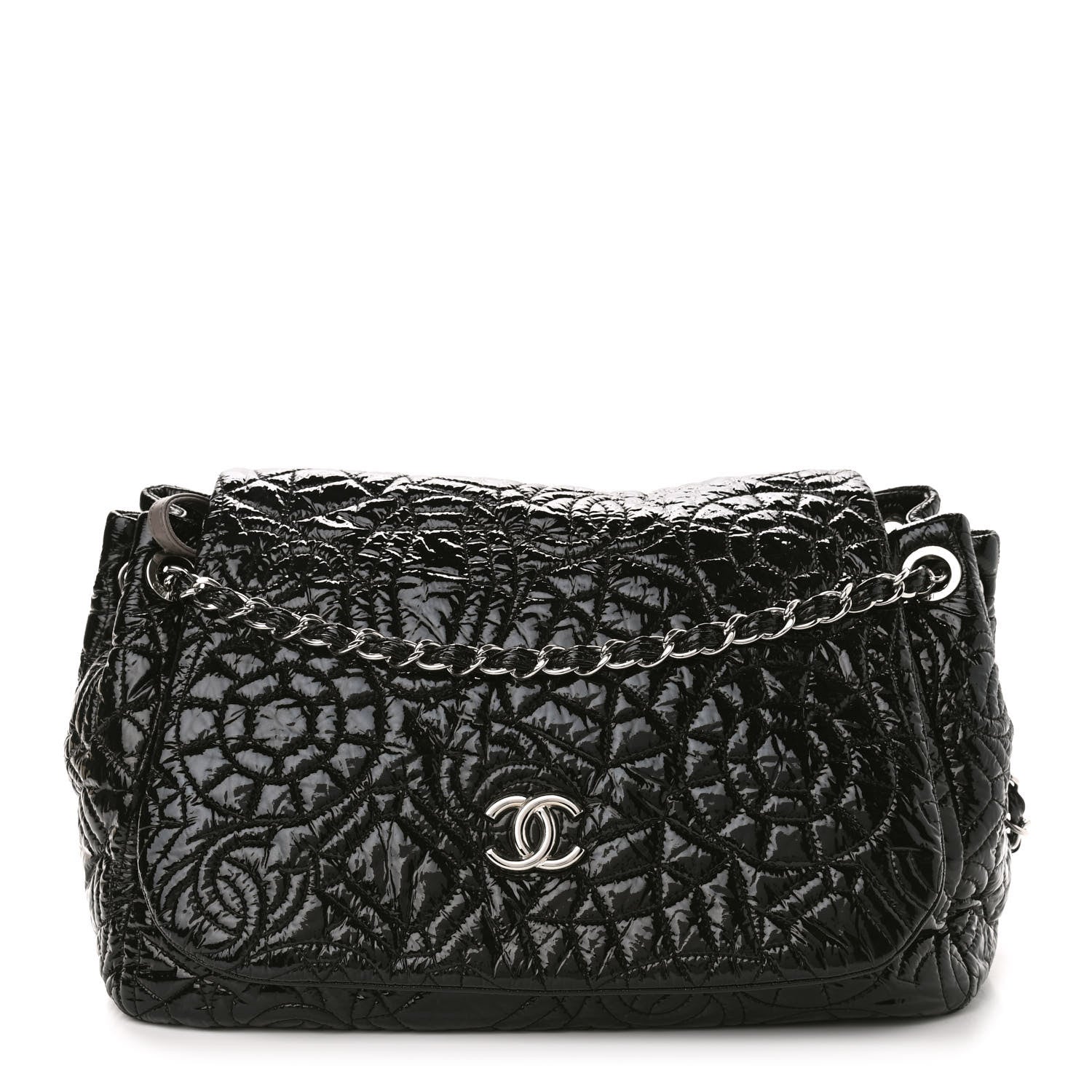 Chanel Vinyl Graphic Edge Accordion Flap Black 1 of 10
