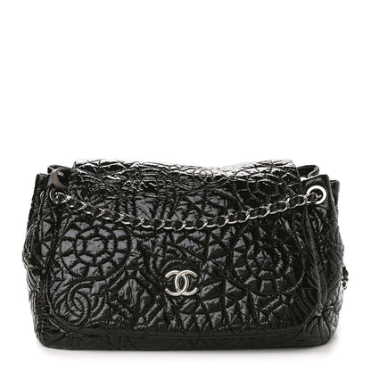 Chanel Vinyl Graphic Edge Accordion Flap Black 1 of 10
