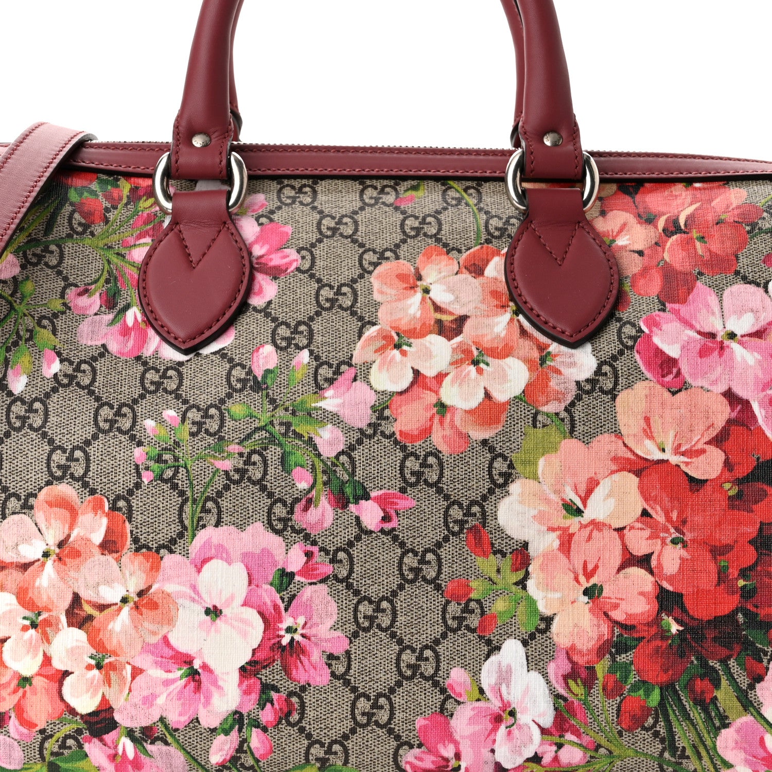 Gucci GG Supreme Monogram Blooms Medium Boston Beige Multicolor Dry Rose 8 of 10