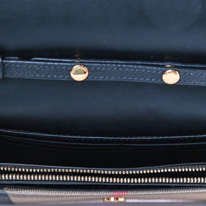 Burberry Derby Calfskin House Check Wallet On Chain Black 4 of 4