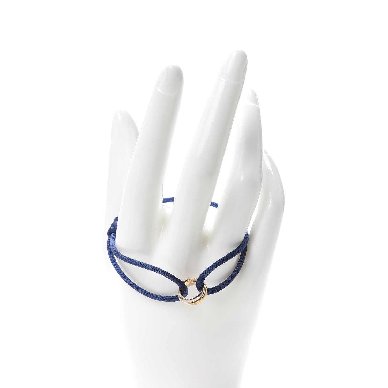 Cartier 18K Pink Yellow White Gold Trinity Adjustable Cord Bracelet Blue 2 of 6