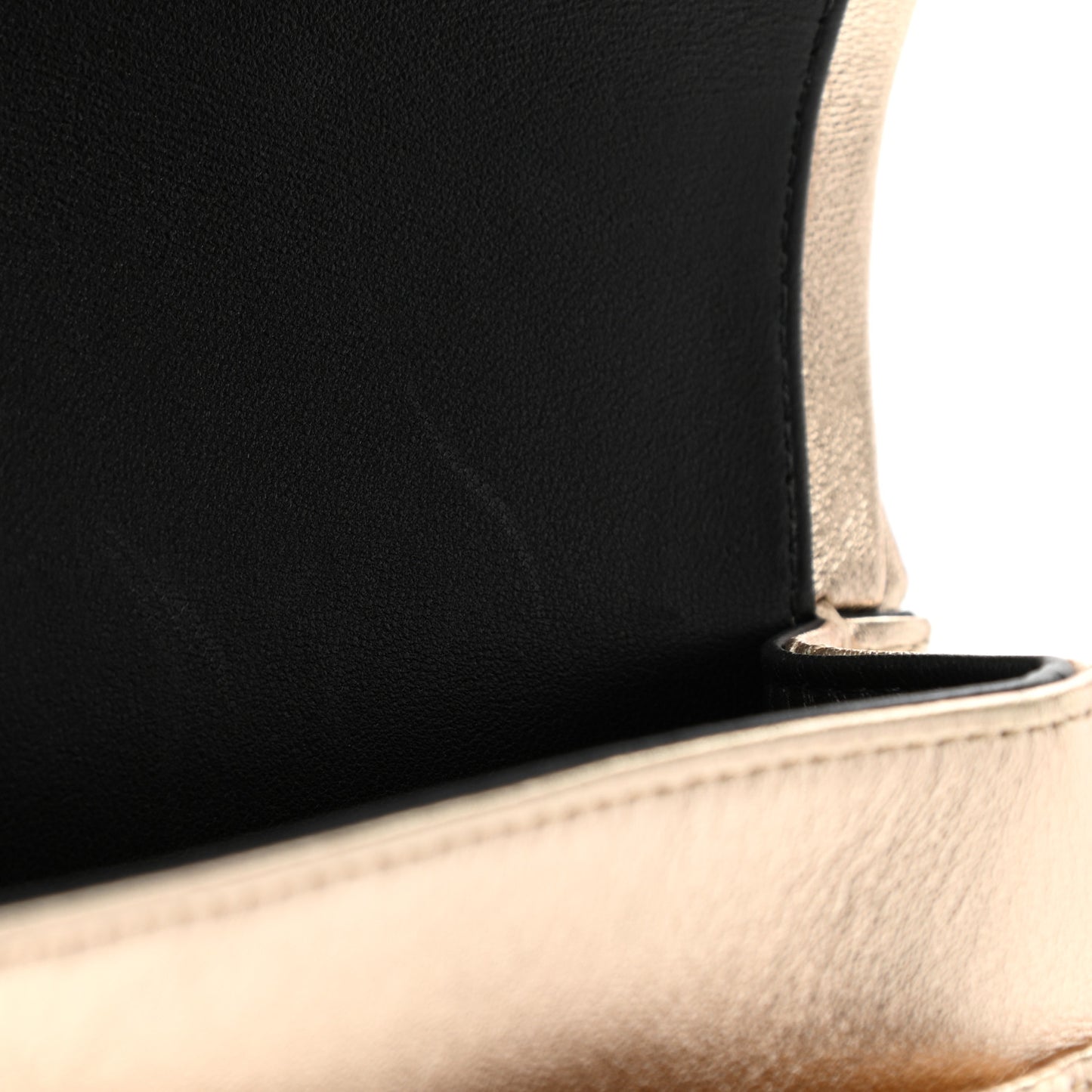 Metallic Lambskin Quilted Medium Double Flap Gold Black