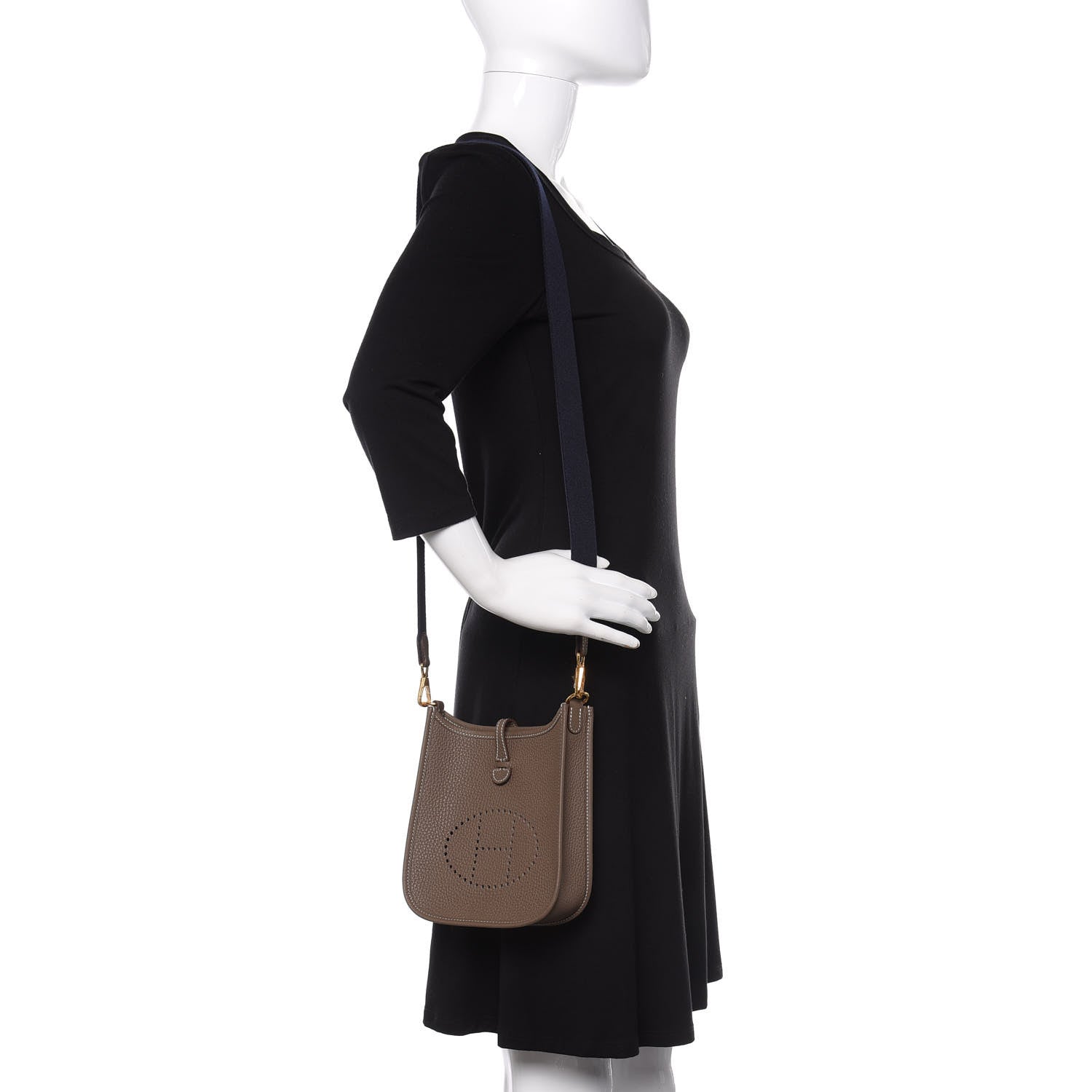 Hermes Taurillon Clemence Amazone Evelyne TPM Etoupe Bleu Indigo 2 of 9