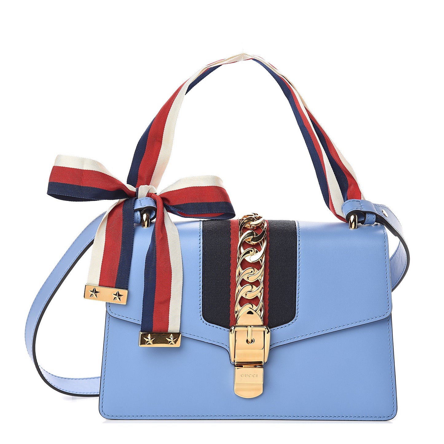 Calfskin Small Sylvie Shoulder Bag Clear Sky Blue