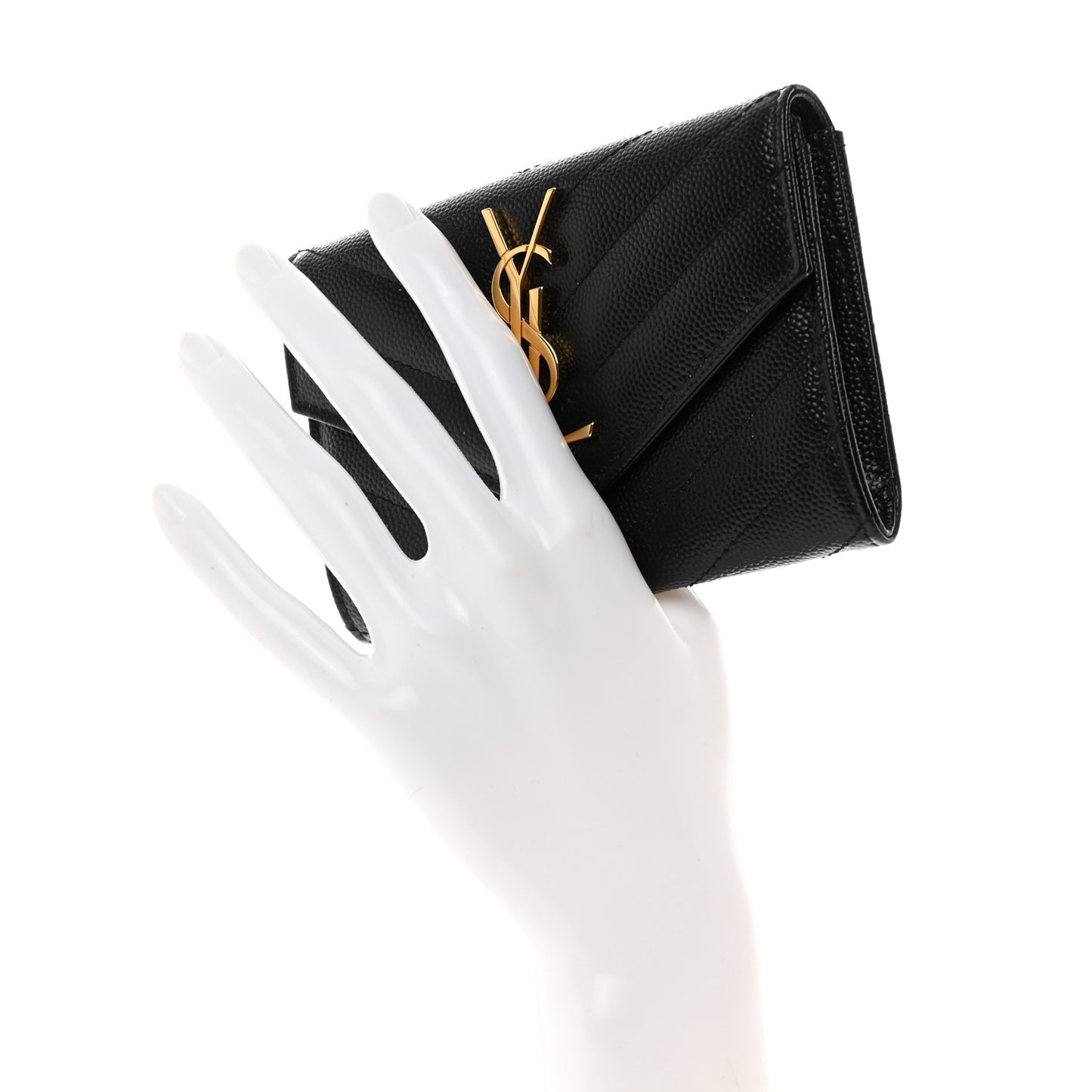 Grain De Poudre Matelasse Chevron Small Monogram Envelope Wallet Black