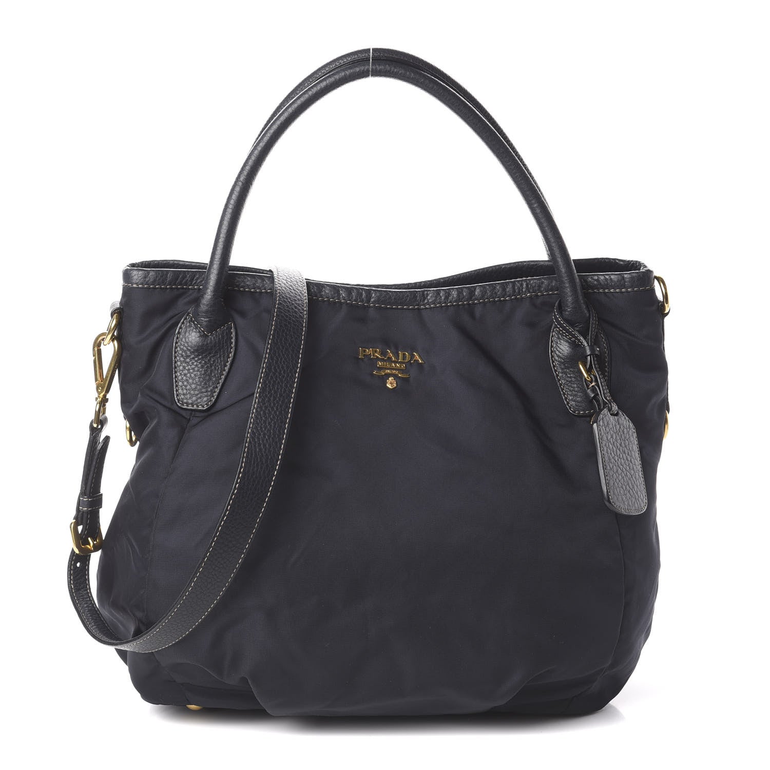 Prada Tessuto Nylon Vitello Daino Tote Blue 1 of 9