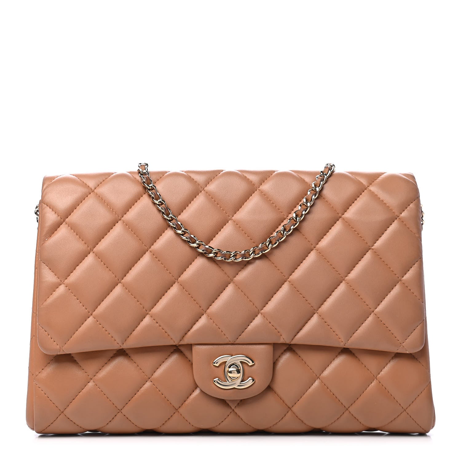 Chanel Lambskin Quilted Clutch With Chain Flap Brown 1 of 9