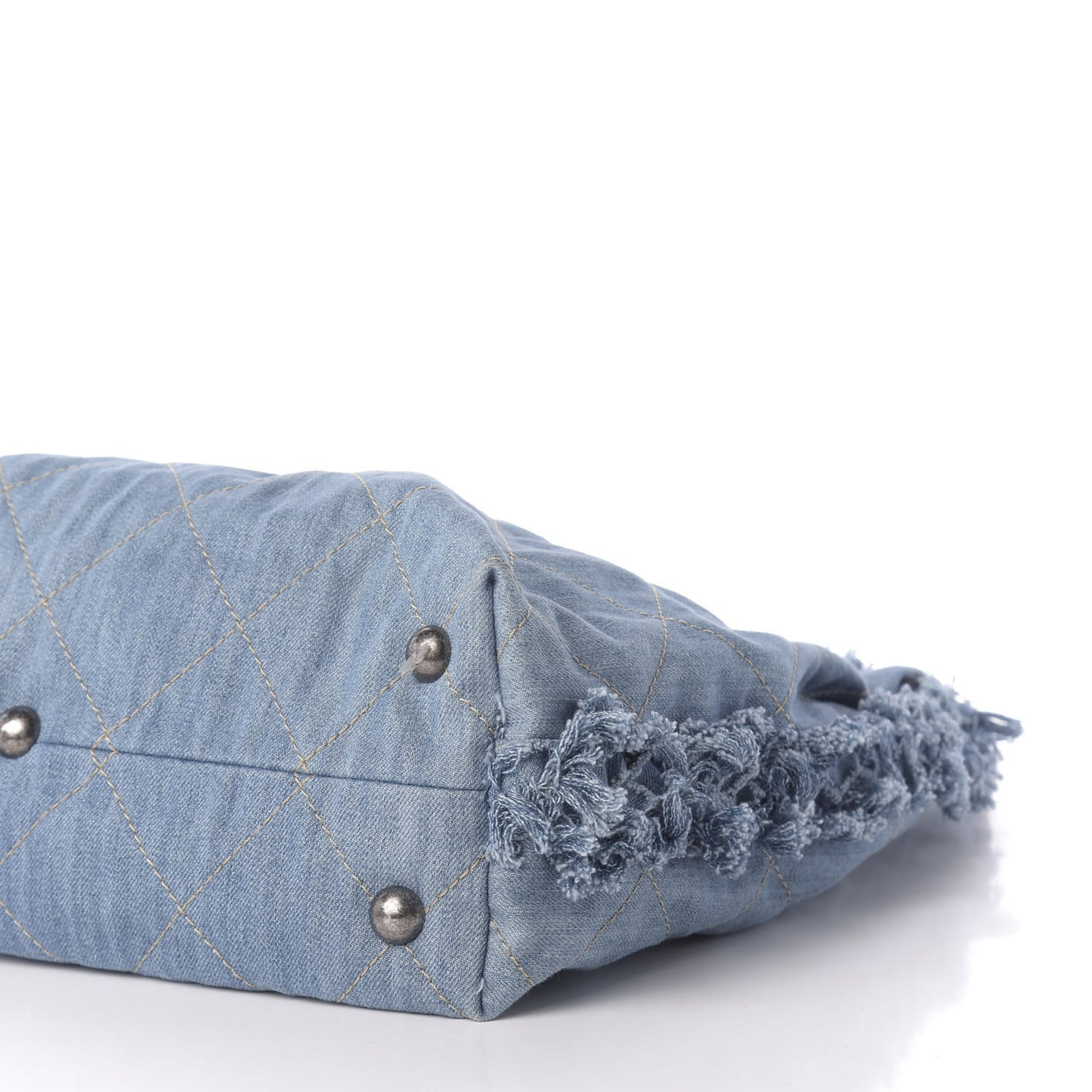 Denim Quilted Chain Hobo Light Blue