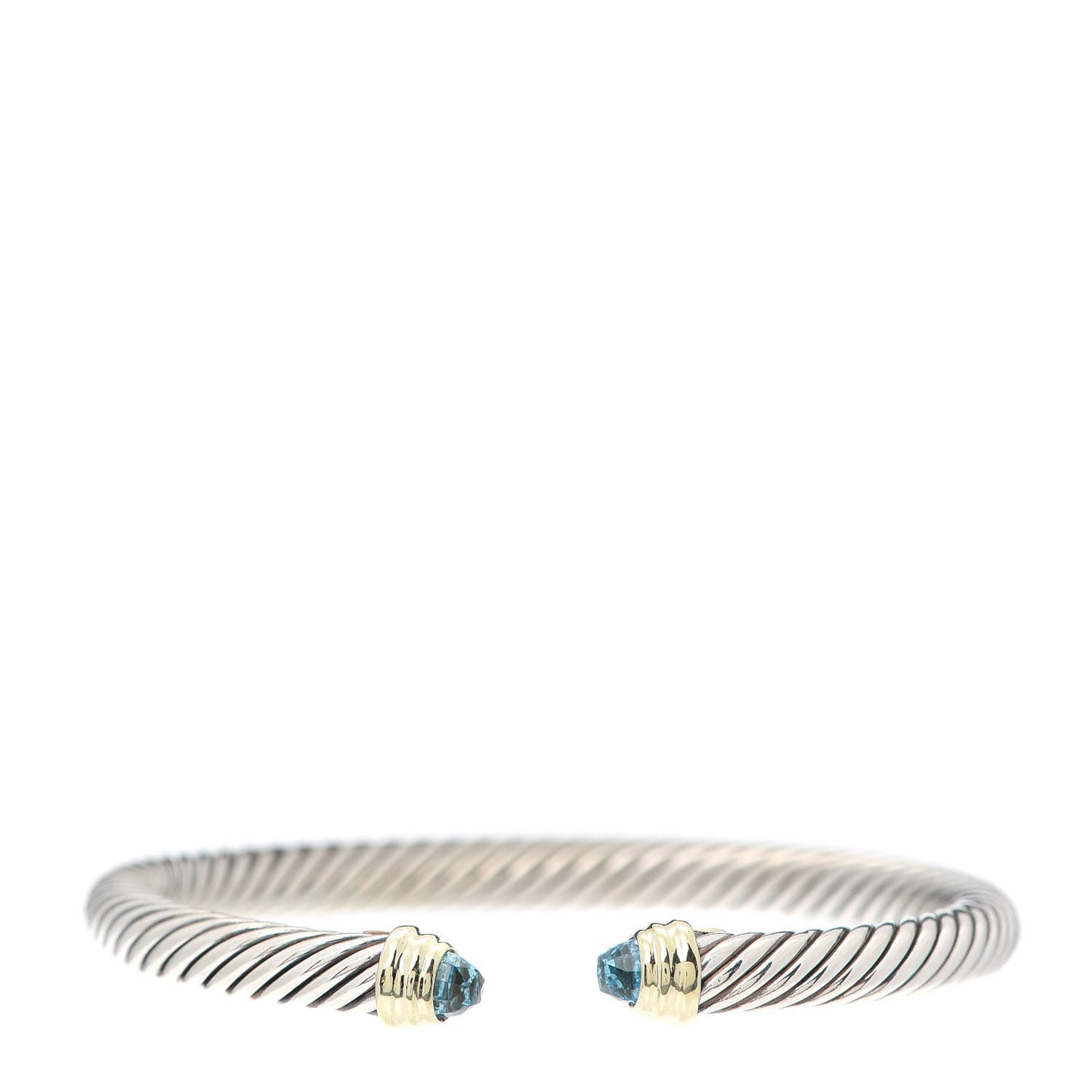 Sterling Silver 14K Yellow Gold Blue Topaz 5mm Cable Classics Petite Color Bracelet