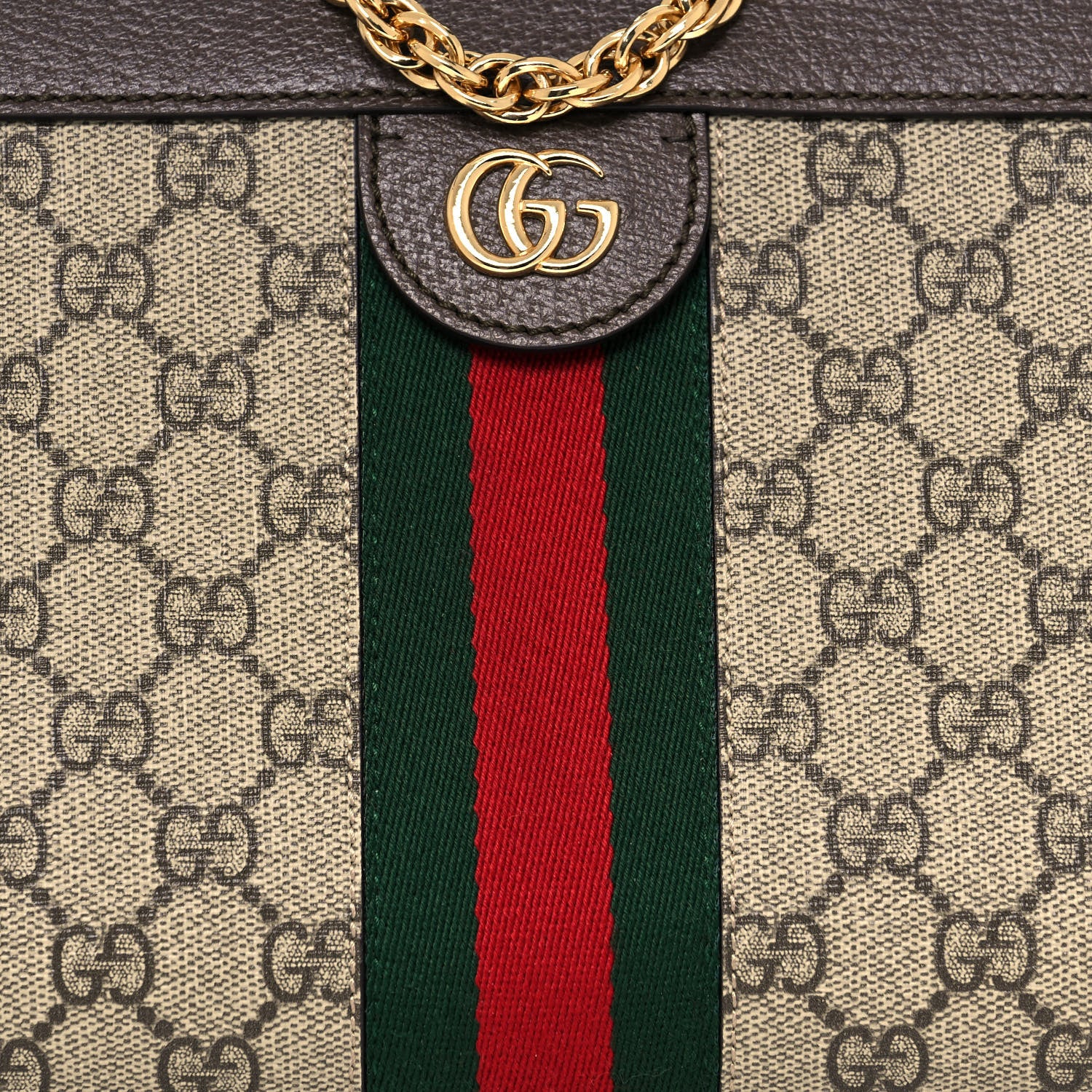 Gucci GG Supreme Monogram Web Small Ophidia Chain Shoulder Bag Brown 8 of 13