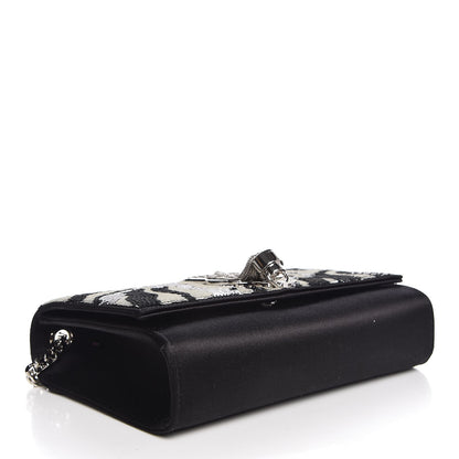 Saint Laurent Satin Sequin Zebra Small Monogram Kate Tassel Satchel Black White 4 of 7