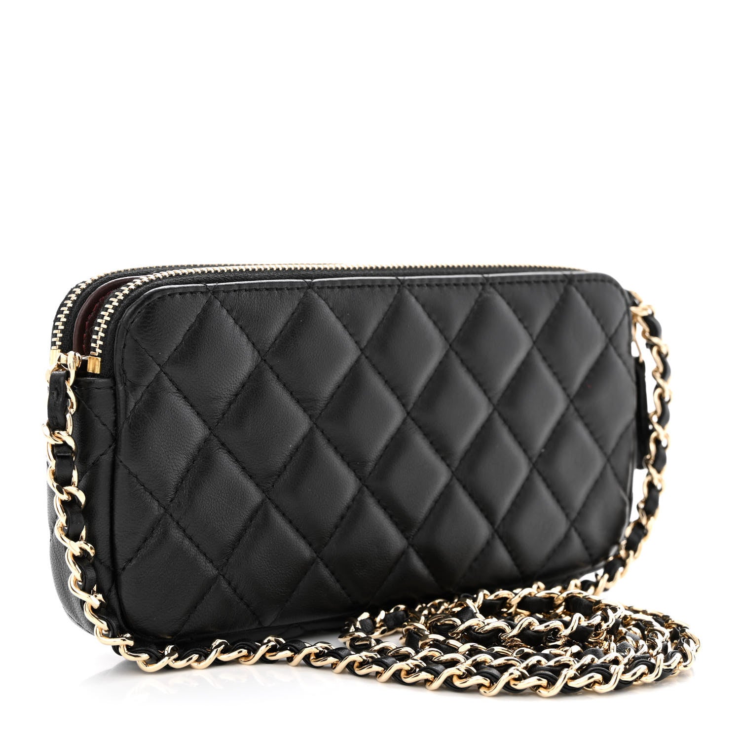 Chanel Lambskin Quilted Small Clutch With Chain Black 3 of 14