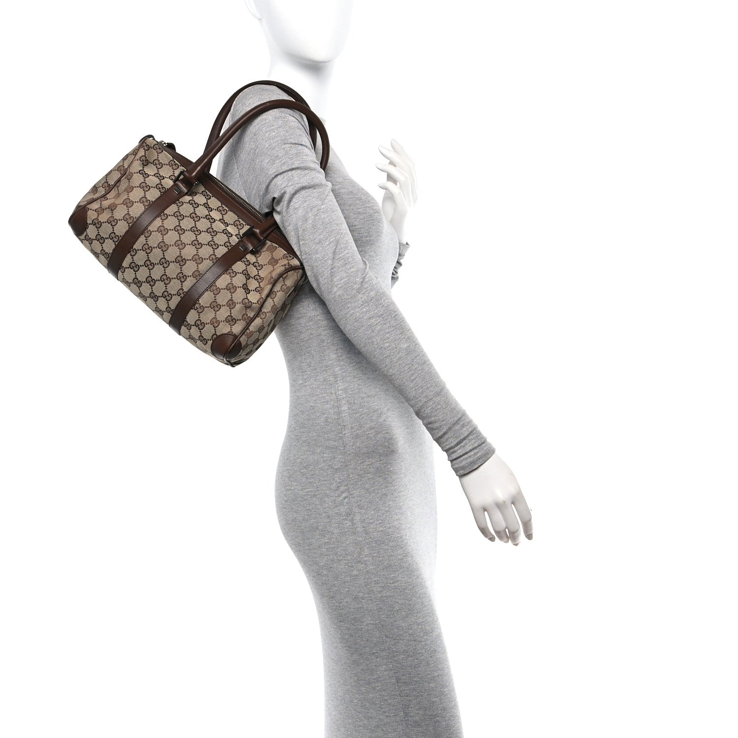 Gucci Monogram Mini Boston Dark Brown 2 of 14