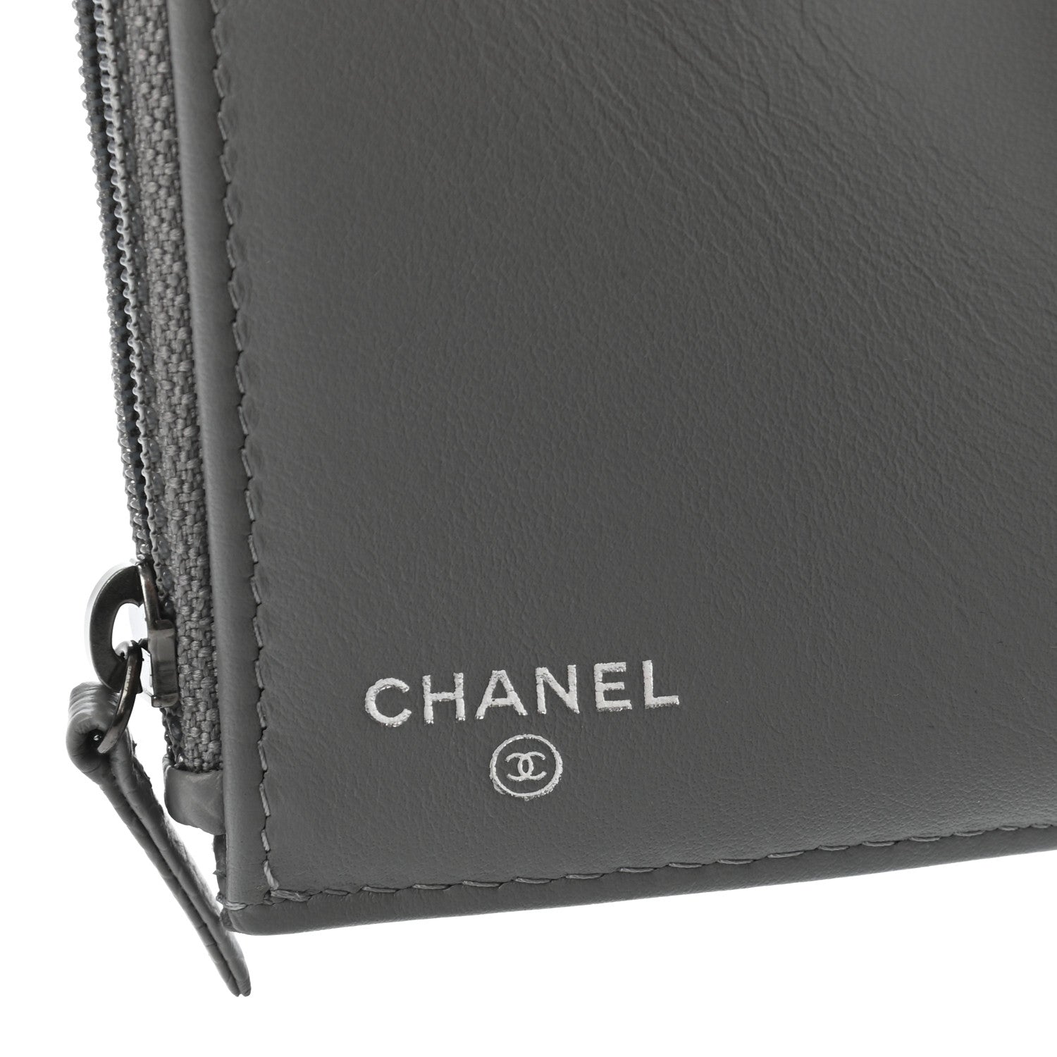 Chanel Caviar Chevron Quilted Boy Compact Wallet Grey 7 of 8
