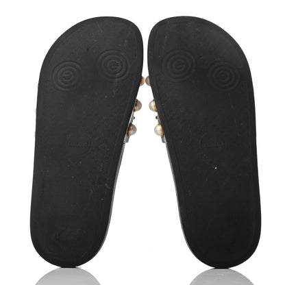 Gucci GG Supreme Monogram Slide Pearls Sandals 40 Beige 5 of 10