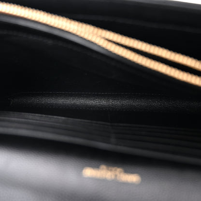 Saint Laurent Grain De Poudre Matelasse Chevron Monogram Chain Wallet Black 6 of 10