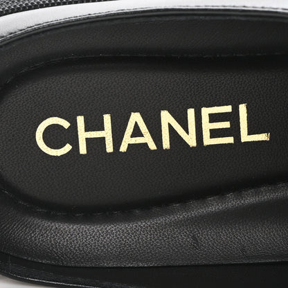 Chanel Lambskin Grosgrain Cap Toe Sneaker Mules 36 Black 8 of 9