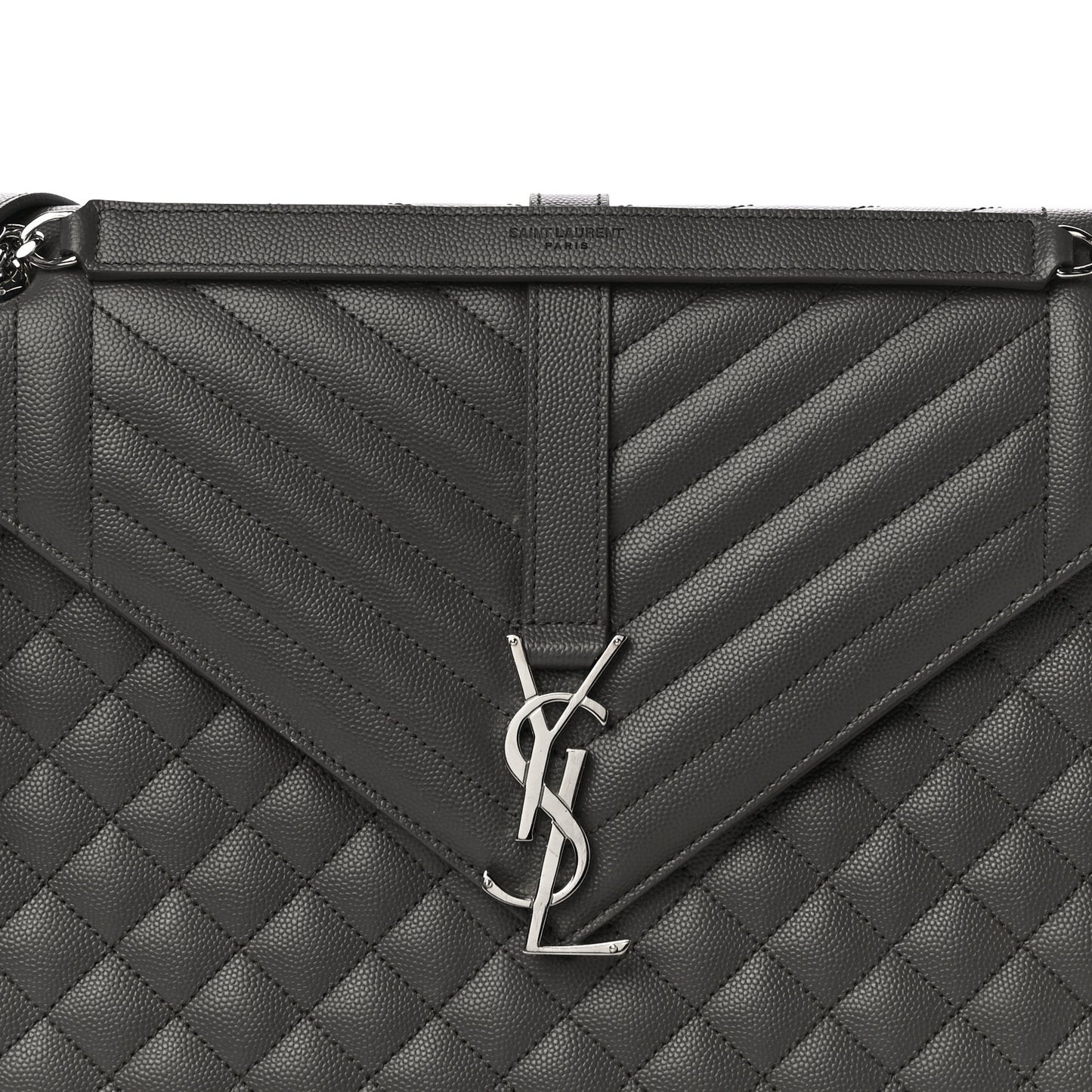 Grain De Poudre Textured Mixed Matelasse Large Triquilt Monogram Satchel Earth