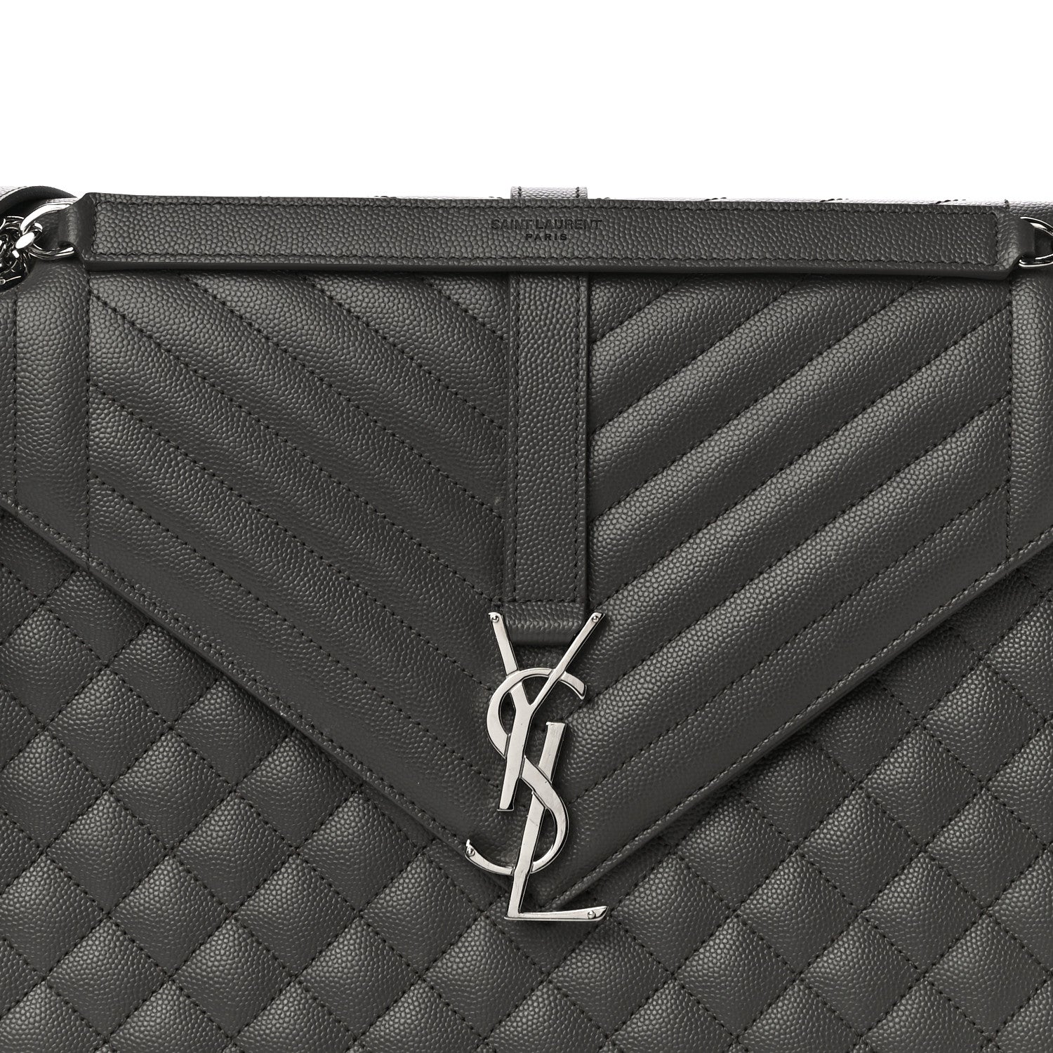 Saint Laurent Grain De Poudre Textured Mixed Matelasse Large Triquilt Monogram Satchel Earth 7 of 16