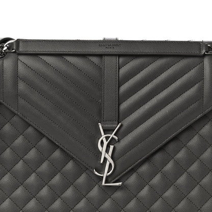 Saint Laurent Grain De Poudre Textured Mixed Matelasse Large Triquilt Monogram Satchel Earth 7 of 16