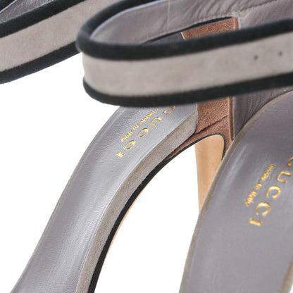 Gucci Suede Dempsey Contrast Ankle Strap Sandals 37.5 Gray 16 of 20