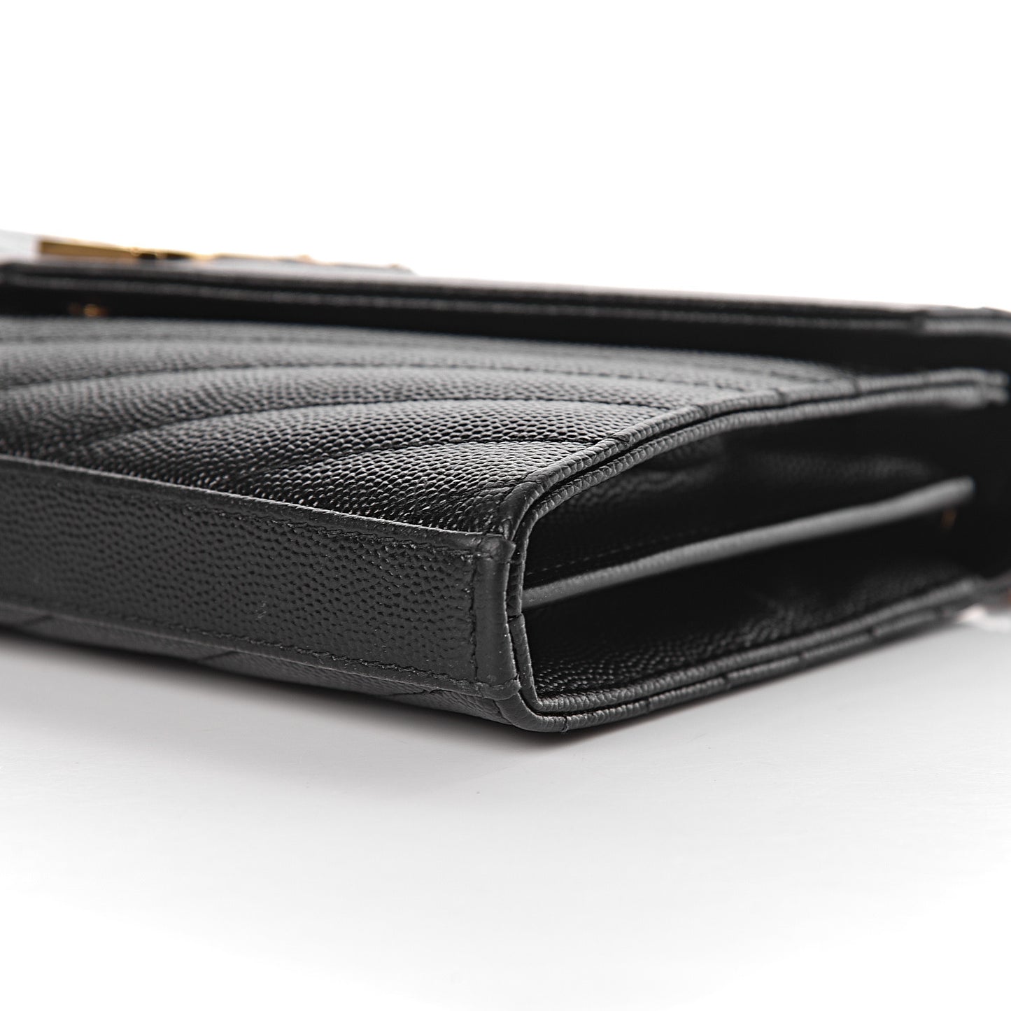 Grain De Poudre Matelasse Chevron Monogram Chain Wallet Black