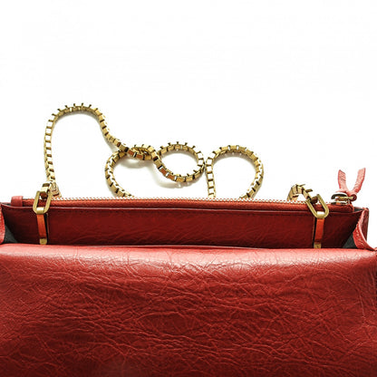 Balenciaga Agneau Gold Metallic Edge Hardware Wallet On Chain Red 7 of 8