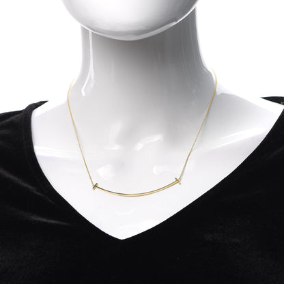 Tiffany 18K Yellow Gold Large T Smile Pendant Necklace 2 of 5