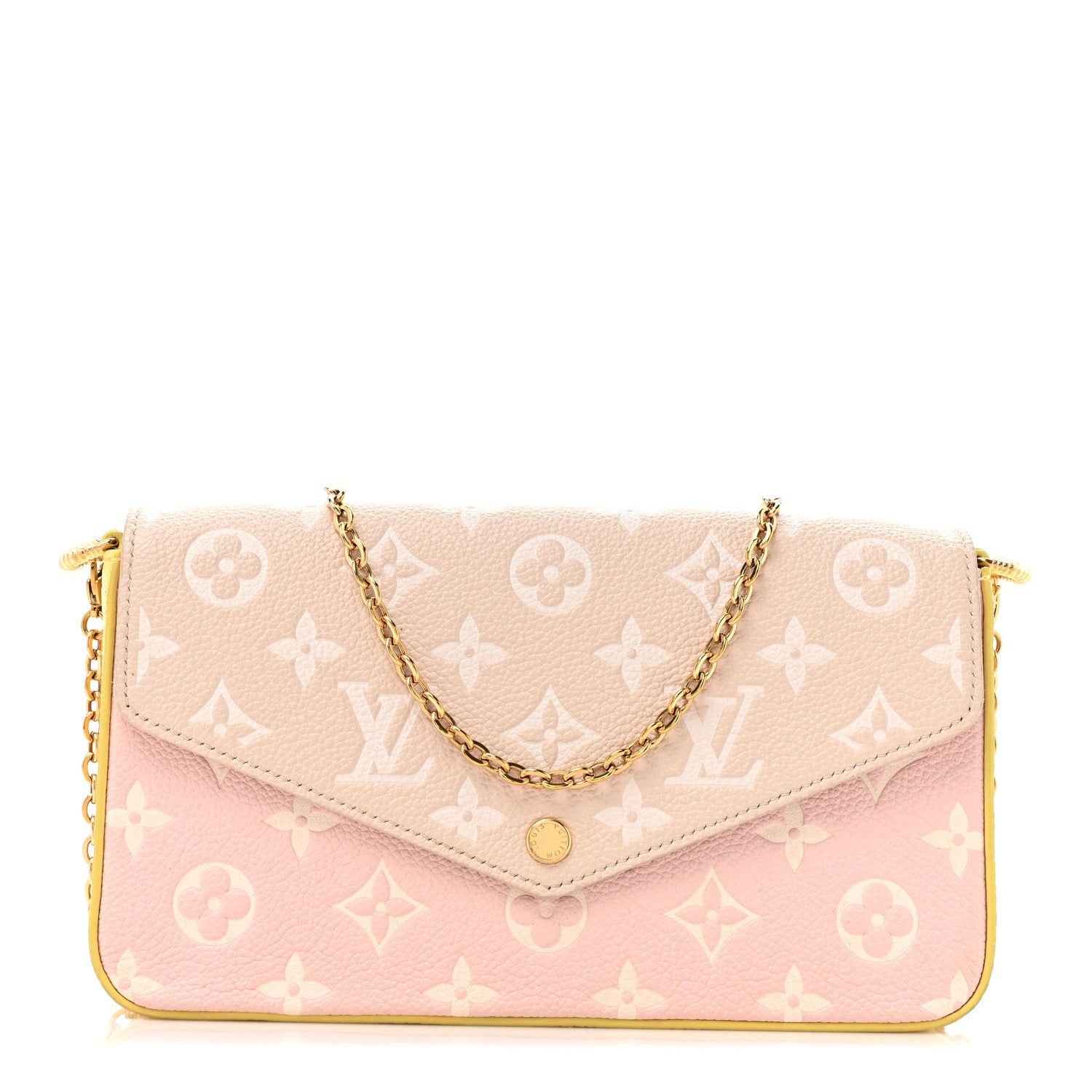 Louis Vuitton Empreinte Spring in the City Felicie Pochette Chain Wallet Pink Beige Yellow 1 of 15