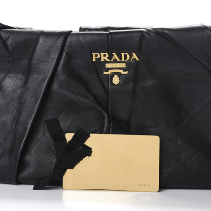 Prada Nappa Gold Pleated Clutch Black 10 of 10